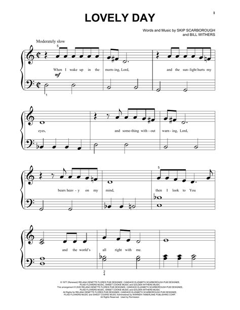 Bill Withers "Lovely Day" Sheet Music Notes | Download Printable PDF Score 32563