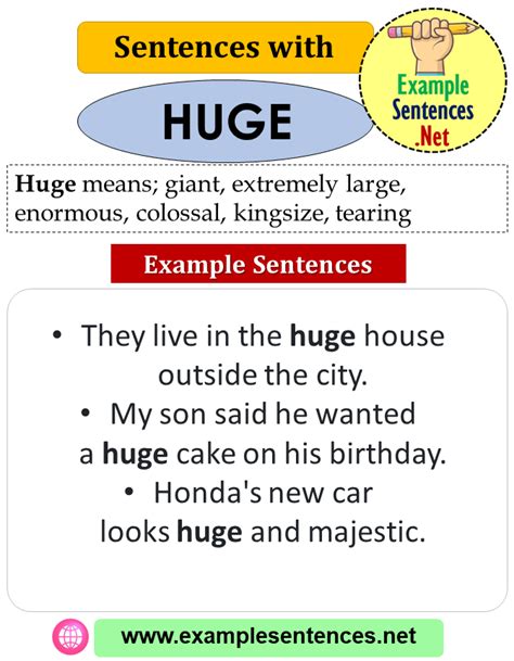 Sentences with Huge, Definition and Example Sentences - Example Sentences | Sentence examples ...