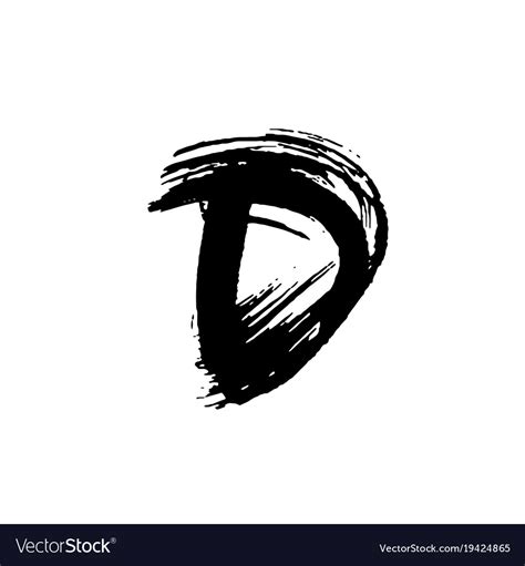 Letter d handwritten by dry brush rough strokes Vector Image