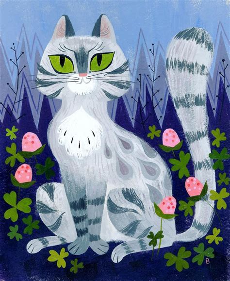 One of my favorites: a gray kitty! Acrylic on board 😸 | Cat art print, Cat art illustration ...