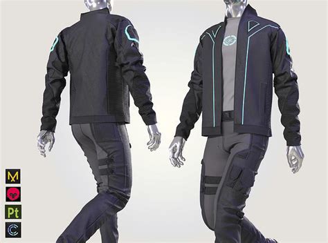 Scifi futuristic male outfit scifi jacket shirt pants 3D model | CGTrader