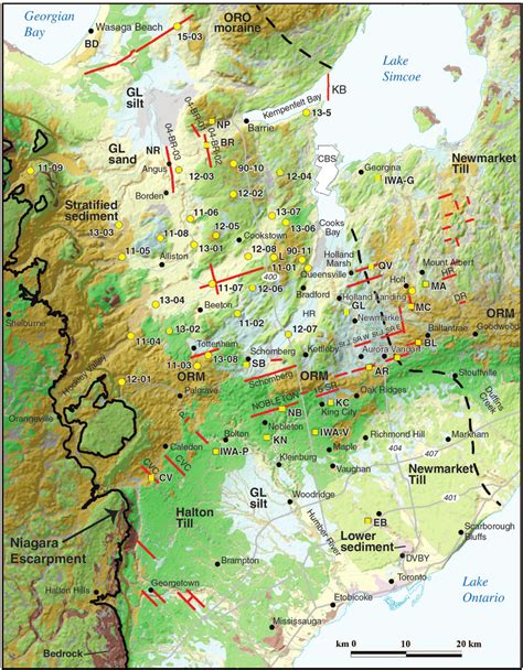 Map of the surficial geology of the Laurentian trough (LT) area with... | Download Scientific ...