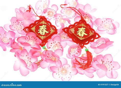 Chinese New Year Ornaments and Plum Blossoms Stock Image - Image of ...