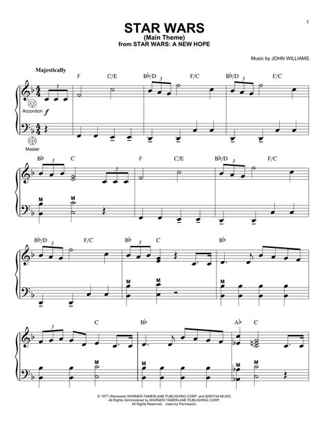 Download Accordion sheet music to Star Wars (Main Theme) by John ...