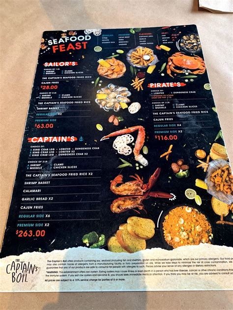 Menu at The Captain's Boil restaurant, Vaughan, Rutherford Rd