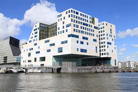 Modern Architecture and Amstel River on IJdock District in Amsterdam Editorial Stock Image ...