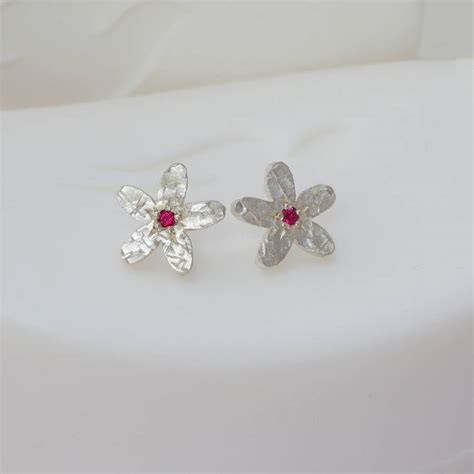 Silver And Ruby Earrings By Anthony Blakeney