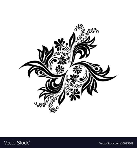 Black floral silhouette for monogram design Vector Image