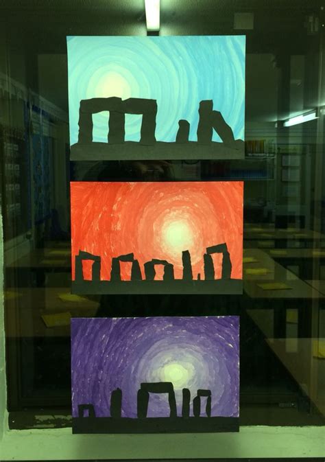 Stonehenge paintings - Year 3 Following a trip to Stonehenge (linking to our S... #linking # ...