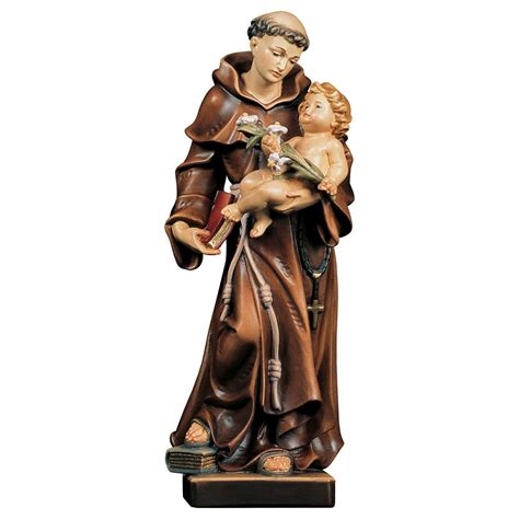 Statue of Saint Anthony of Padua carved in Valgardena wood and hand ...