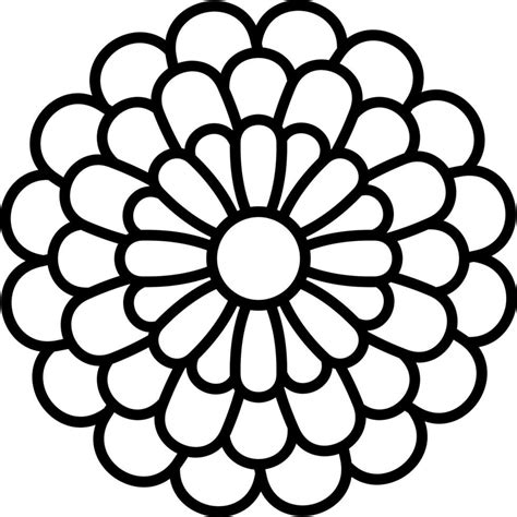 Black Outline Illustration Of Marigold Flower Icon. 24159673 Vector Art ...