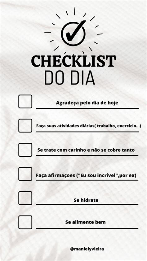 CHECK LIST DO DIA | Afirmações, Atividades diárias, Você é incrível