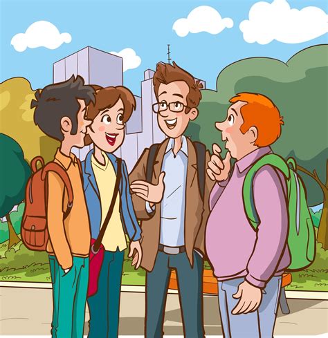 students chatting among themselves cartoon vector 19015832 Vector Art ...