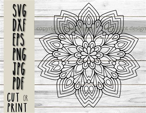 Flower Mandala Cricut Svg, Flower Pattern Mehndi Style Print Cut, Hand Drawn Mandala Flowers Svg ...