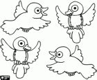 Beautiful birds among the flowers coloring page printable game