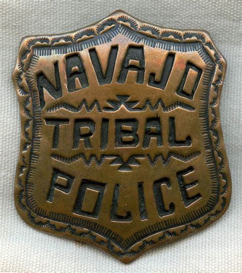 Pre - 1960 Navajo Tribal Police Badge Dine' Made in Hand Stamped Copper: Flying Tiger Antiques ...