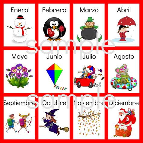 Spanish Months of the Year Flashcards Teaching Printable Resources ...