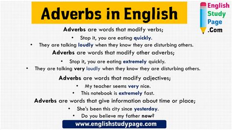 Using Adverbs in English, Definition and Example Sentences Adverbs are ...