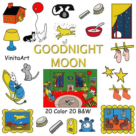 Goodnight Moon Storybook Clip Art Printable Coloring Pages - Etsy ...