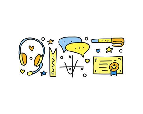 Group of doodle colored education, e-learning icons. 25384427 Vector ...