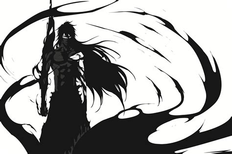 #1098545 drawing, illustration, monochrome, line art, cartoon, Bleach, Kurosaki Ichigo, Mugetsu ...