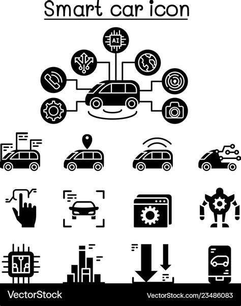 Smart car icons set Royalty Free Vector Image - VectorStock