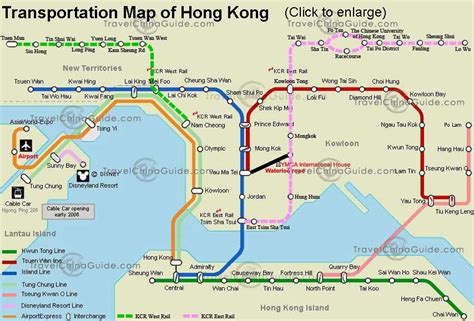 Hong Kong Transportation Map: Subway Lines and Stations