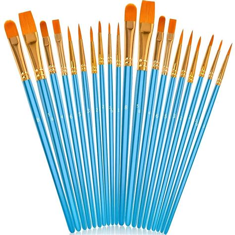 20 PCS Paint Brush Set, Acrylic Art Paintbrush Sets, Round Pointed Nylon Hair Brushes for Oil ...