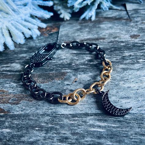 Black and Gold Chain Link Bracelet Gold Wrap Bracelet Mixed - Etsy