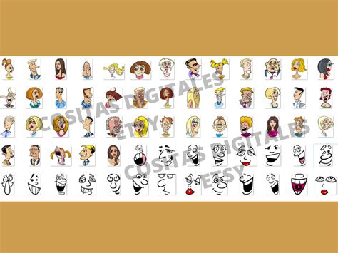 Cartoon Bundle SVG PNG Clipart Vector Faces Dibujos Animados - Etsy