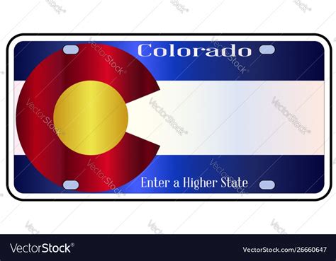 Colorado state license plate flag Royalty Free Vector Image