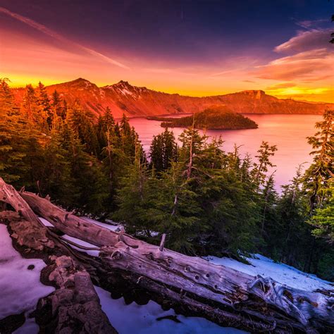 Crater Lake Winter Sunset Wall Art | Photography