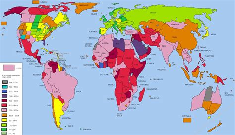 My Geography space: Map of the natural increase of the world population