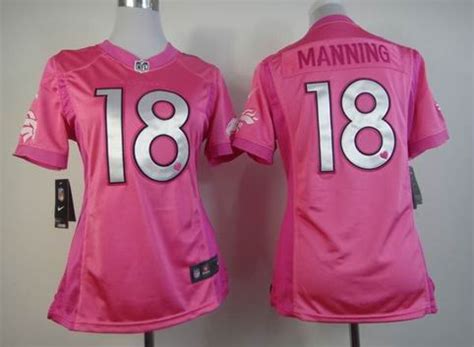 women Nike Denver Broncos 18 Manning pink Jersey with heart