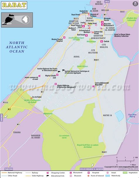 Rabat Map Rabat Morocco, Kasbah, Royal Hotel, Mausoleum, Tourist Places, Travel Maps, Medina ...