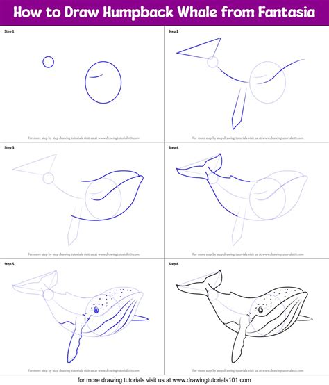 How to Draw Humpback Whale from Fantasia printable step by step drawing ...