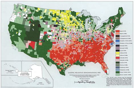 Leading Religious Denominations in the USA, 1950. [1848×1204] : r/MapPorn