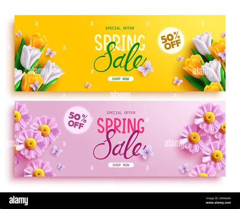 Spring sale text vector banner design. Spring sale special offer discount price for holiday ...