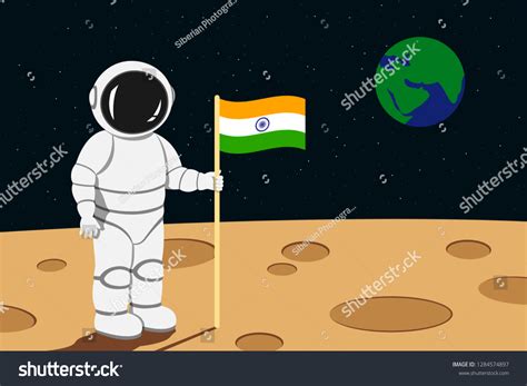 Indian Astronaut On Moon