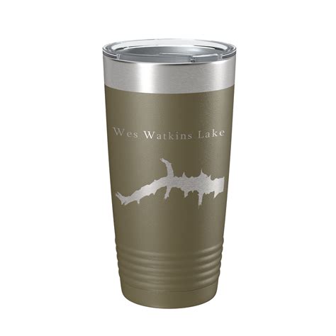 Wes Watkins Lake Map Tumbler Travel Mug Insulated Laser Engraved Coffee ...