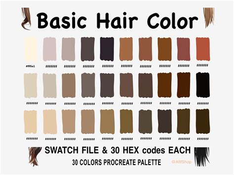 hair color chart lace front wig shop - basic hair color palette hex ...