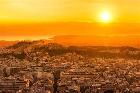 Athens – A Romantic Sunset Seen From The Lycabettus Hill