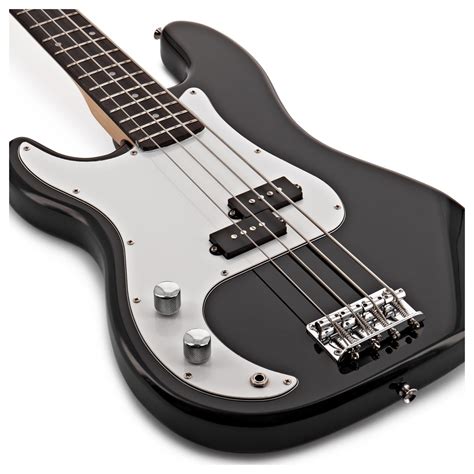 LA Left Handed Bass Guitar by Gear4music, Black at Gear4music