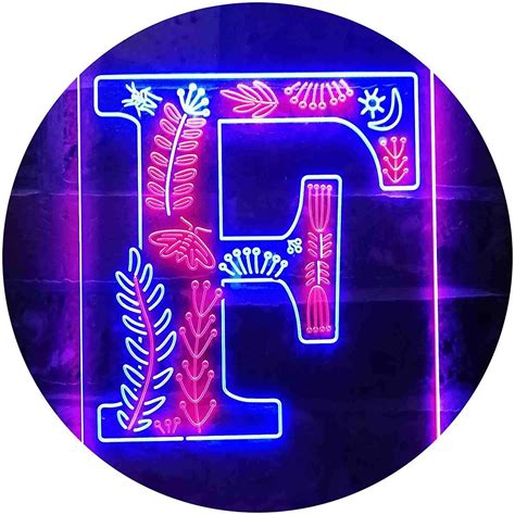 Family Name Letter F Monogram Initial LED Neon Light Sign8.5" x 12 ...