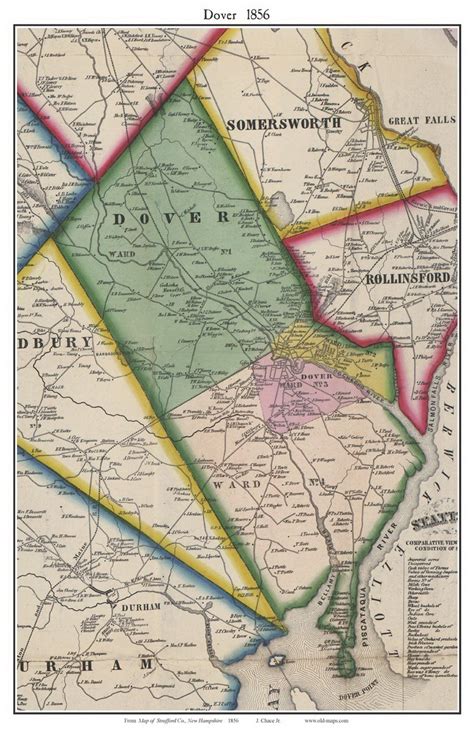 Dover 1856 Old Town Map With Homeowner Names New Hampshire Bellamy ...