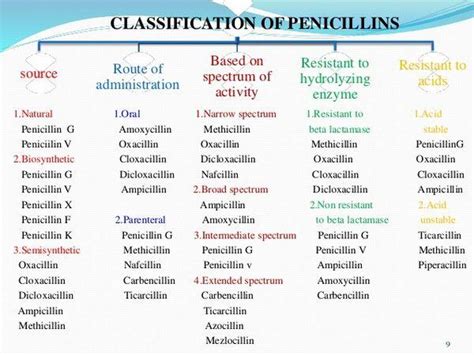 Penicillin Antibiotic Chart