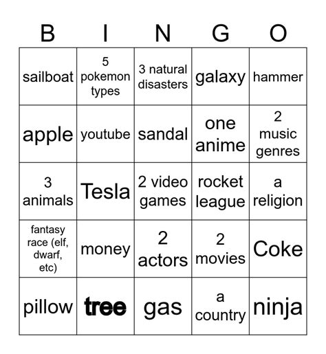 Infinite craft Bingo Card