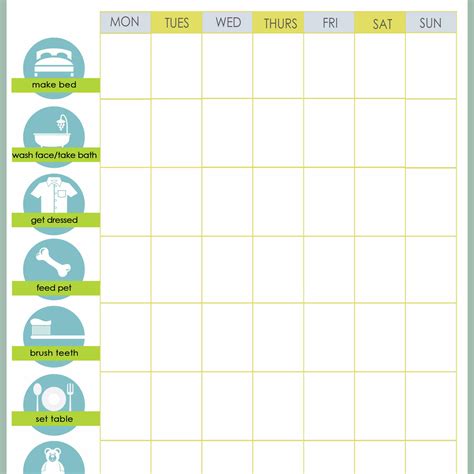 Free Printable Weekly Chore Charts