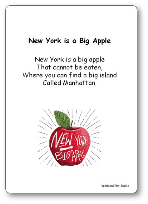 New York is a Big Apple - Lyrics in French and in English - Speak and Play English