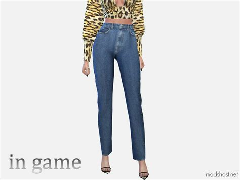 Straight CUT High Waist Full Length Jean Sims 4 Clothes Mod - ModsHost